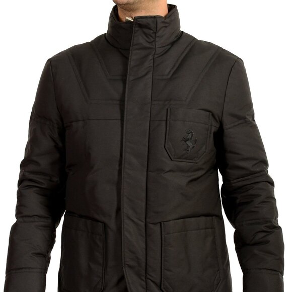 Scuderia Ferrari Men's Black Full Zip Down Parka Jacket US L IT 52